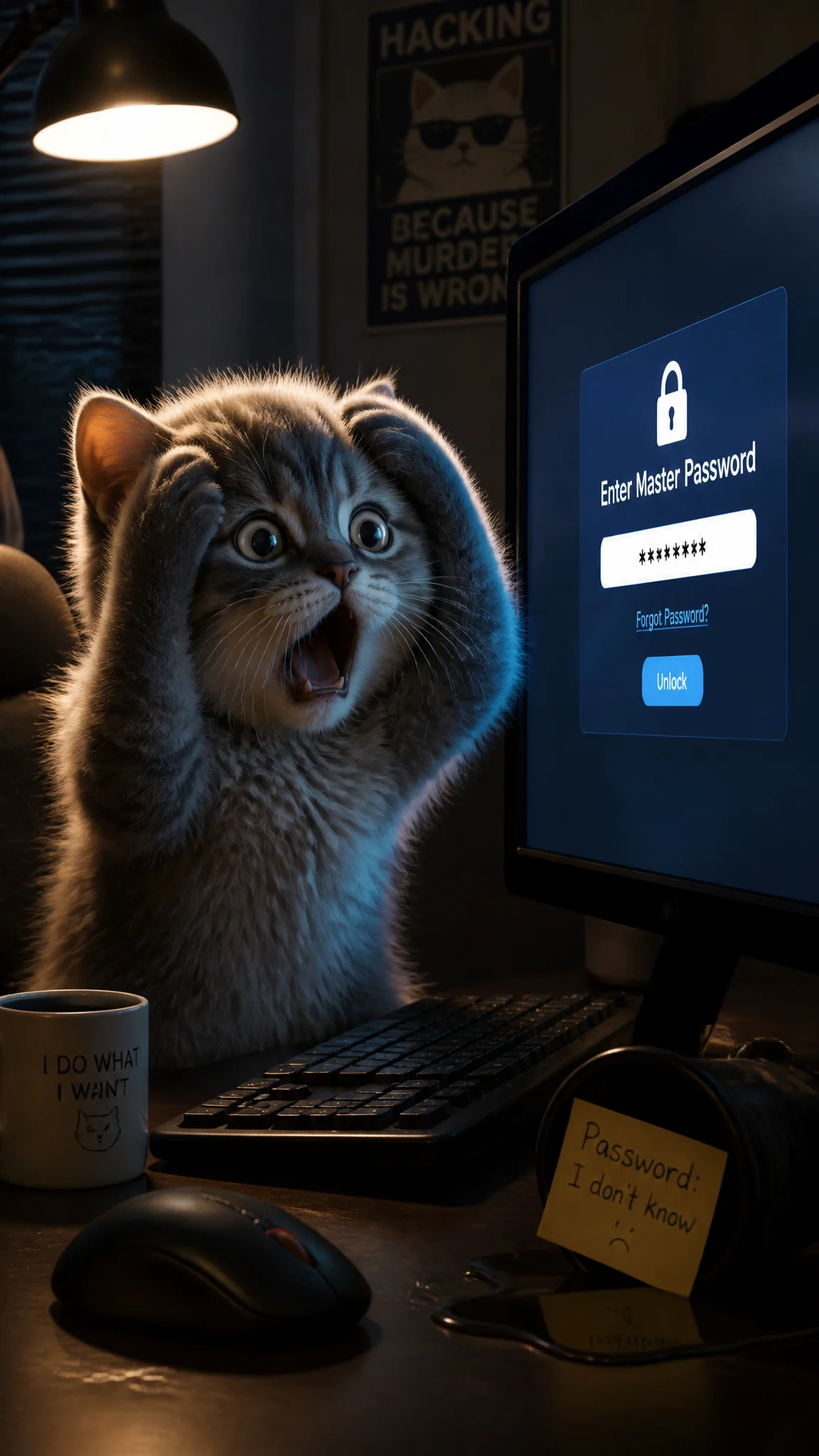 Horrified Kitten Password Panic