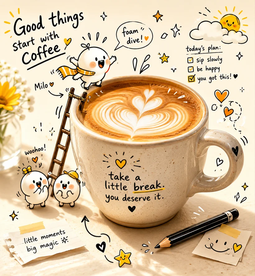 Doodle Adventure in Latte Cup
