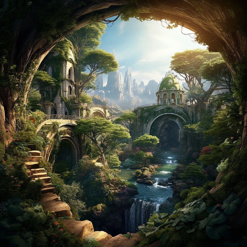 Fairy Art World Landscape Wallpaper in Natural Light