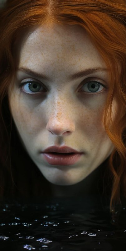 Red Haired Woman in Water Droplet Gothic Render