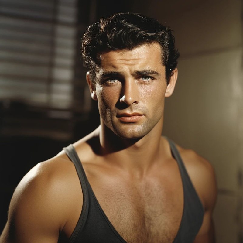 1950s Hollywood Muscular Actor Full Body Portrait