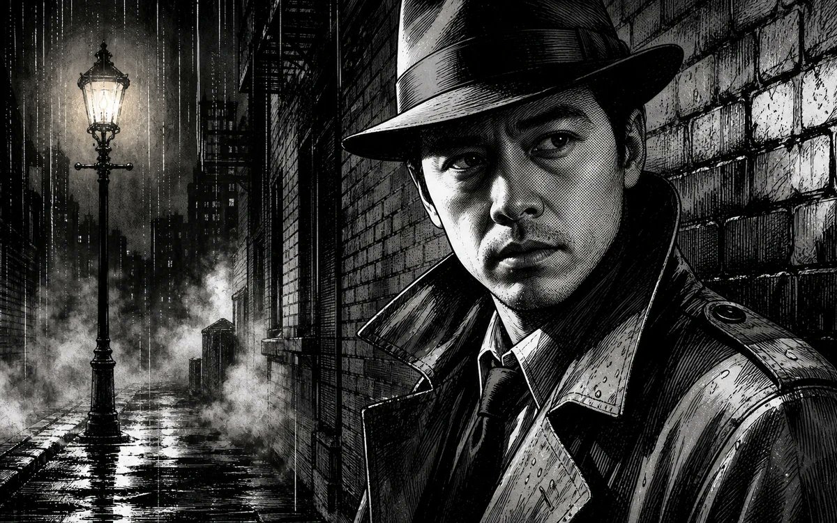 Noir Detective Rain Alley