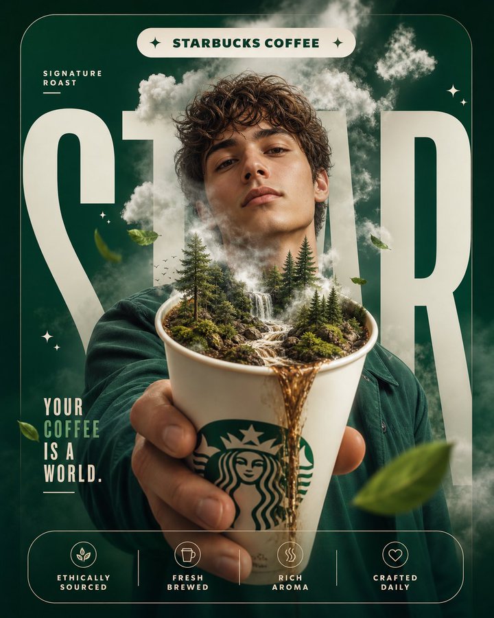 Surreal Coffee Commercial Poster Design