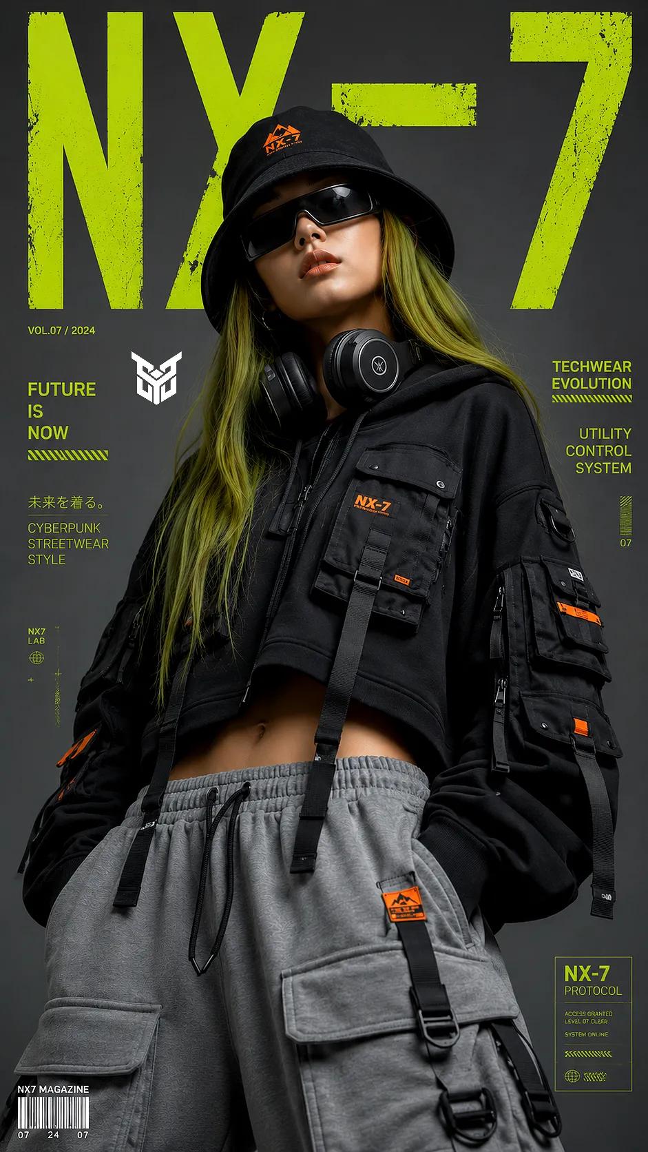 Cyberpunk Techwear Fashion Portrait