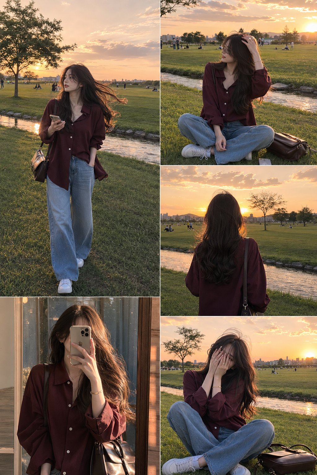 Golden Hour Korean Fashion Collage