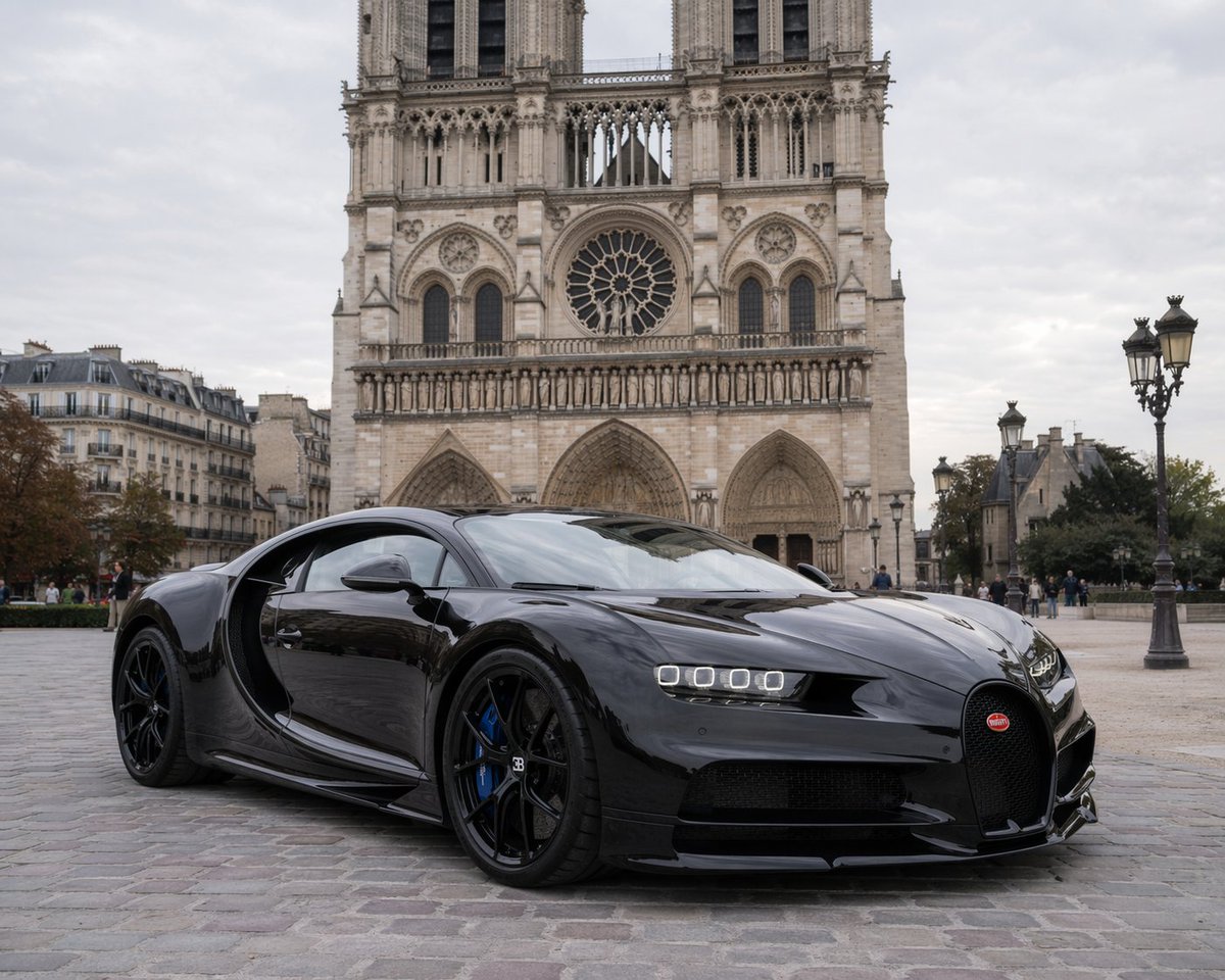 Bugatti Chiron at Notre-Dame