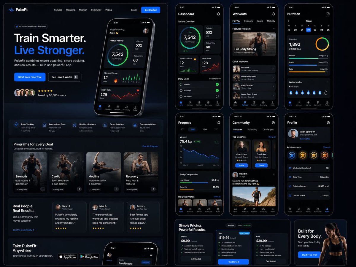 Premium Fitness App UI Design