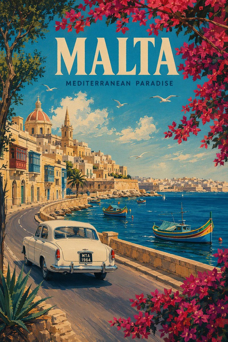 Vintage Malta Travel Poster Art