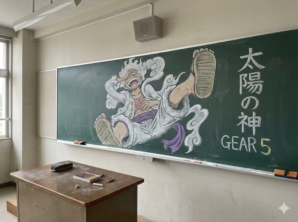 Gear 5 Luffy Chalk Art Classroom