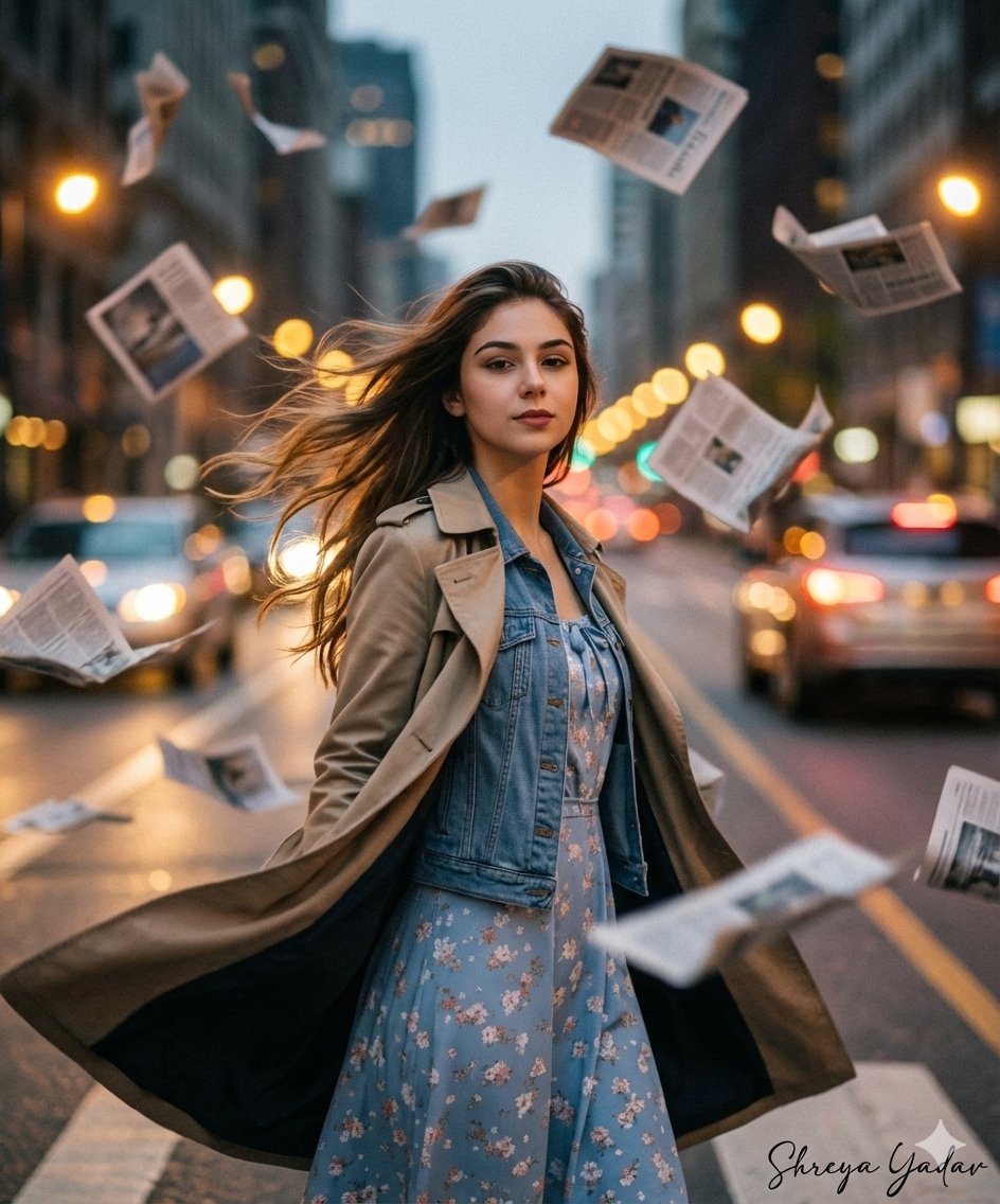 High Fashion Windstorm Cinematic Portrait