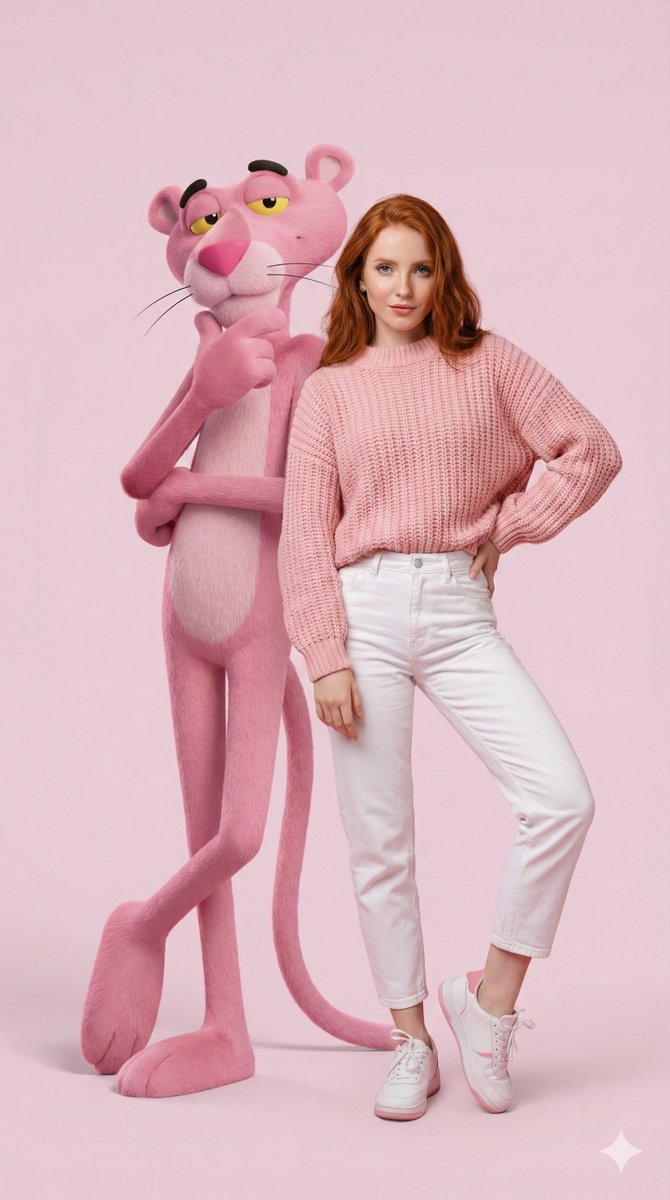 Stylish Pose With 3D Pink Panther