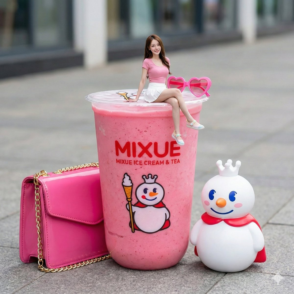 Miniature Girl on Cold Drink Cup