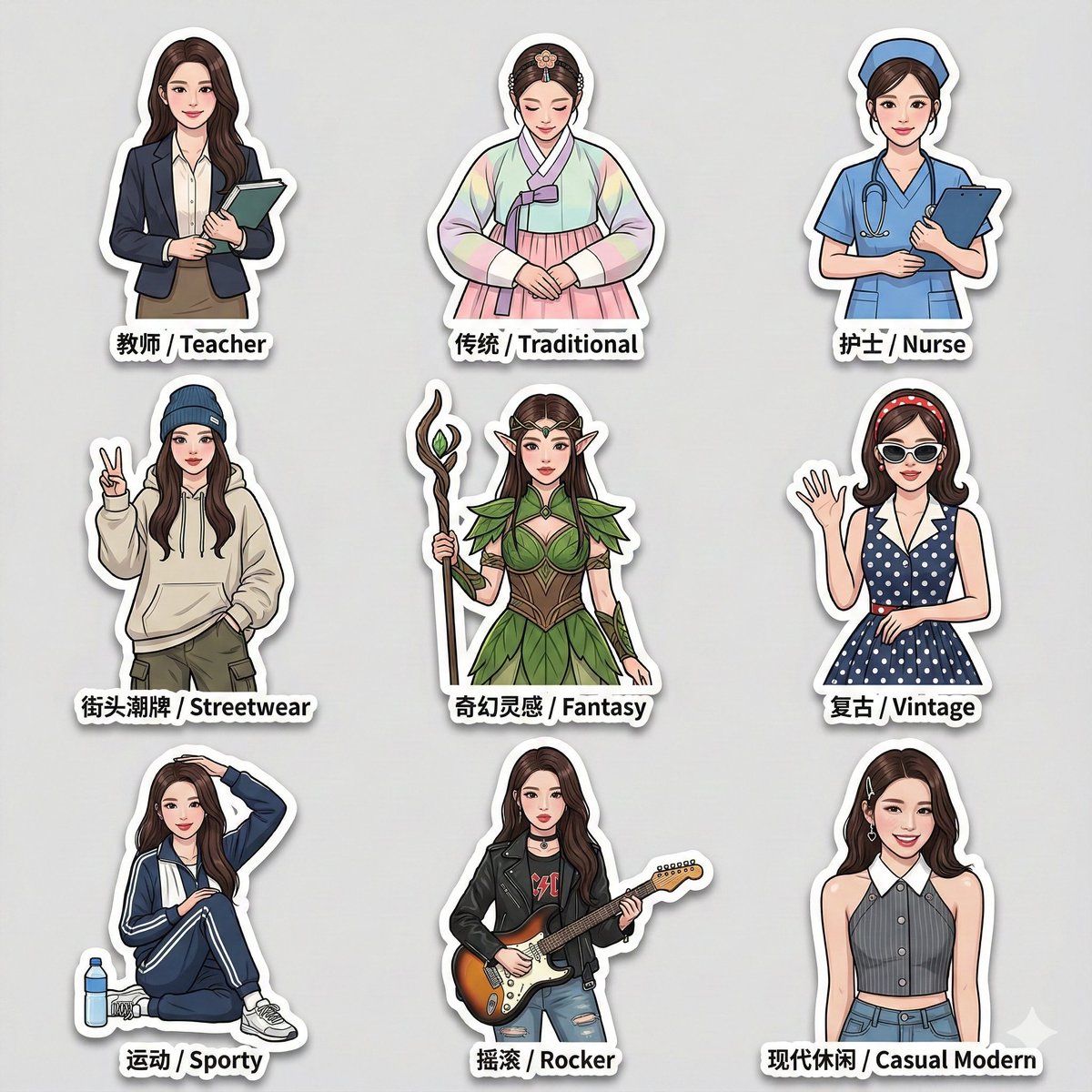 Versatile Fashion Photo Sticker Pack