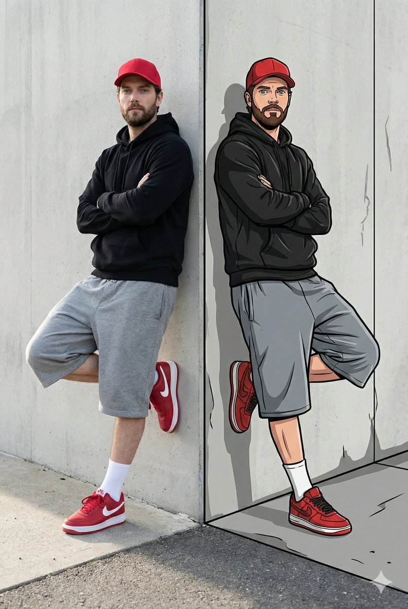 Split-Reality Street Art Portrait