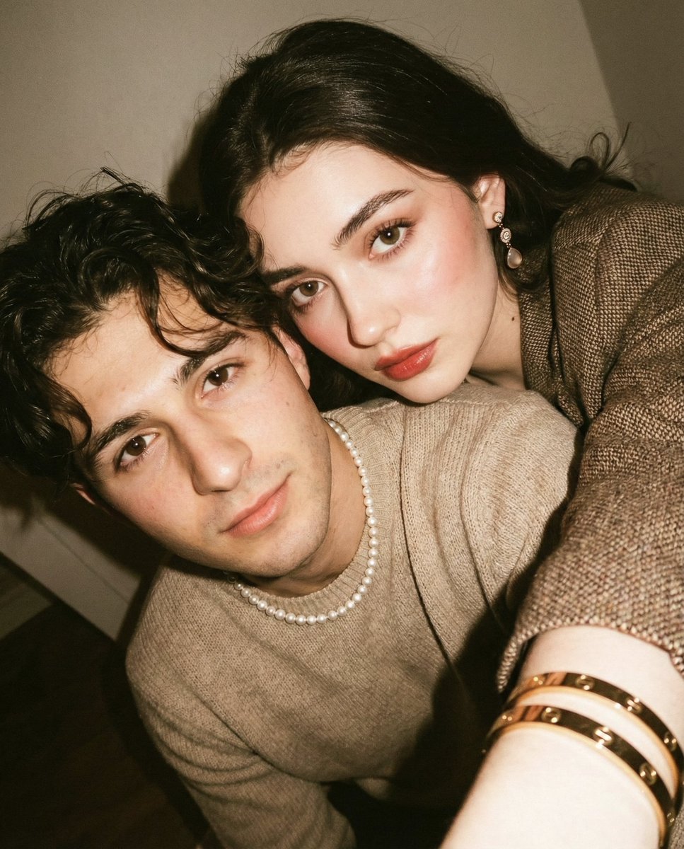Vintage Film Couple Close-Up Selfie