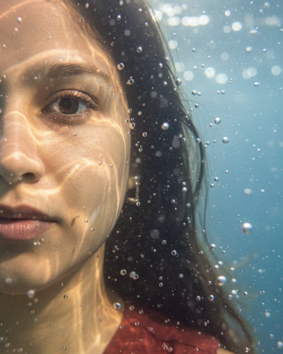 Hyper-Realistic Underwater Half Face Portrait
