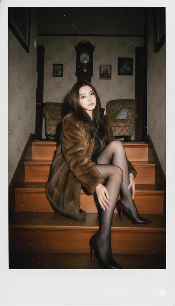 Vintage Polaroid Stairway Portrait