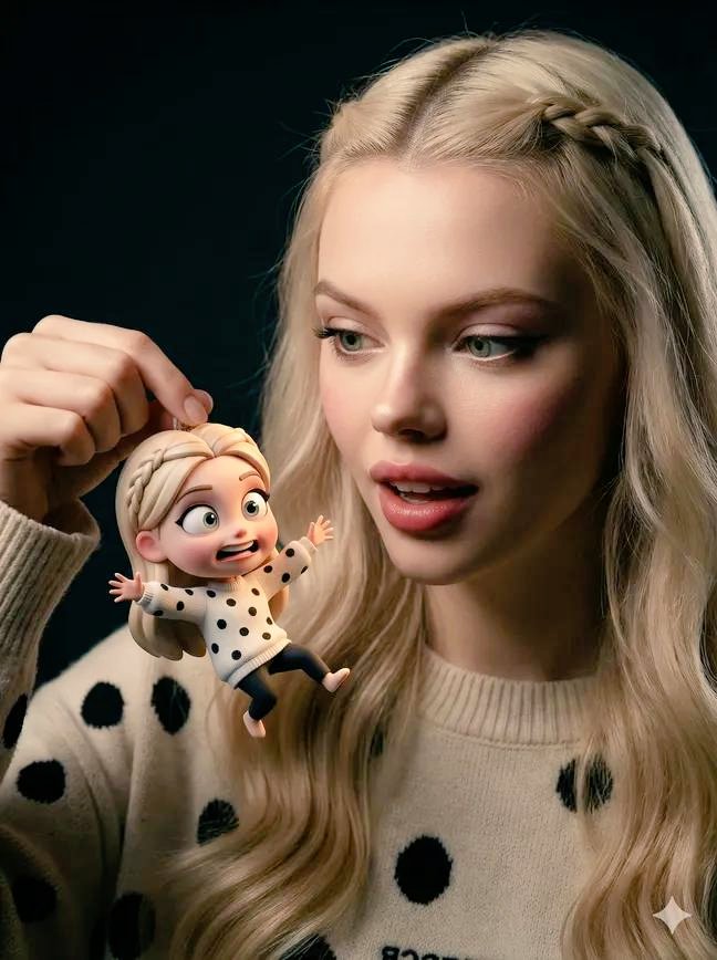 Real Person Holding Tiny Cartoon Self