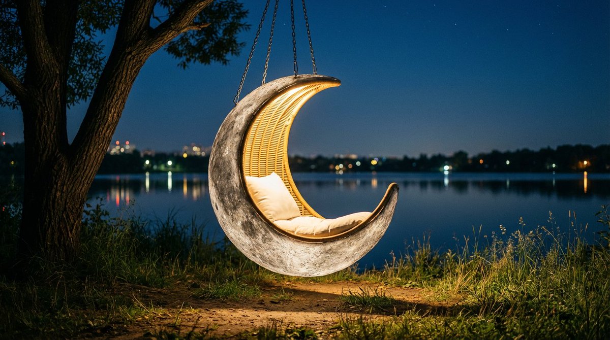 Celestial Hanging Chair by Moonlit Lake