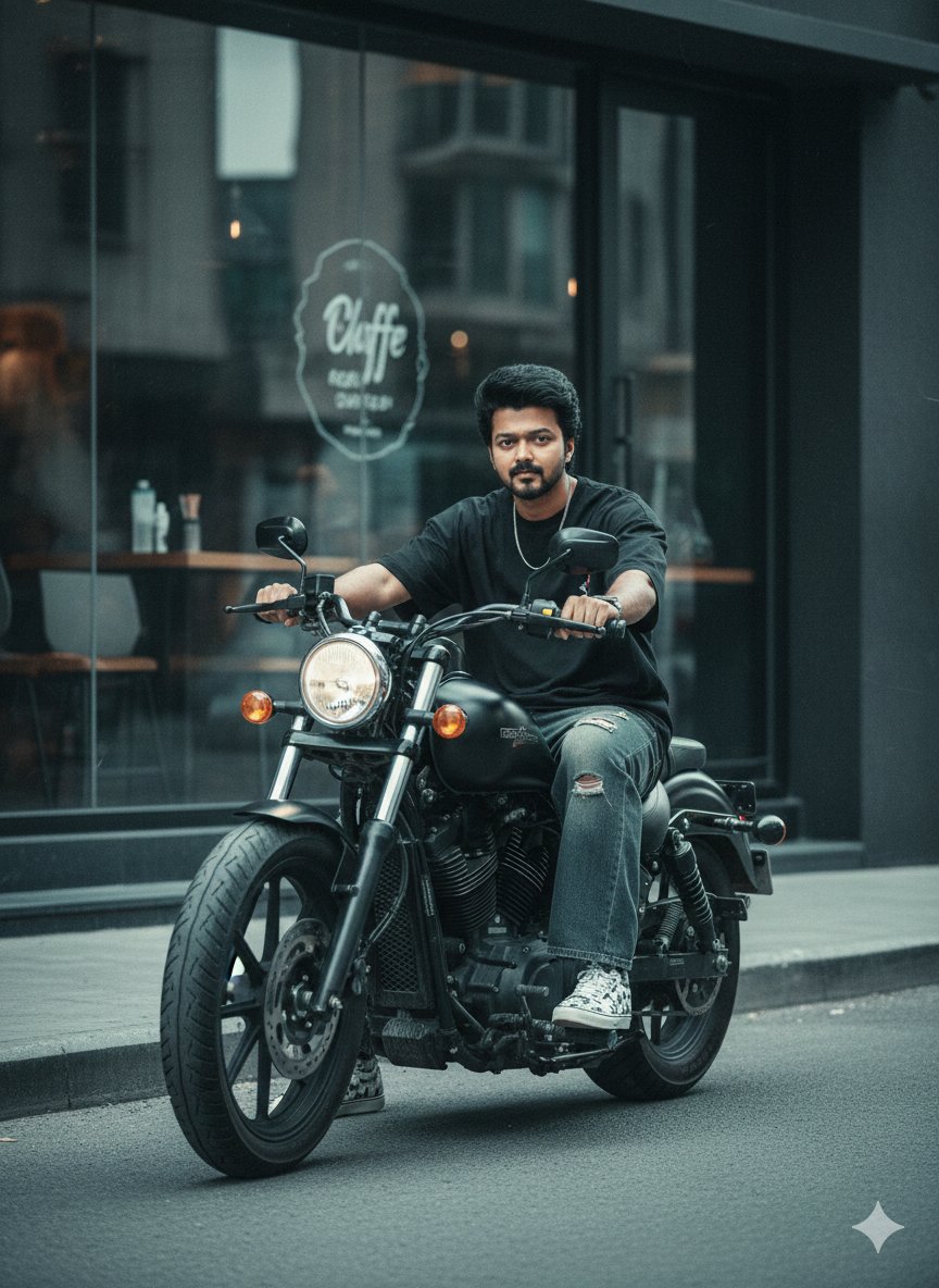 Cinematic Rebellious Male Biker Portrait