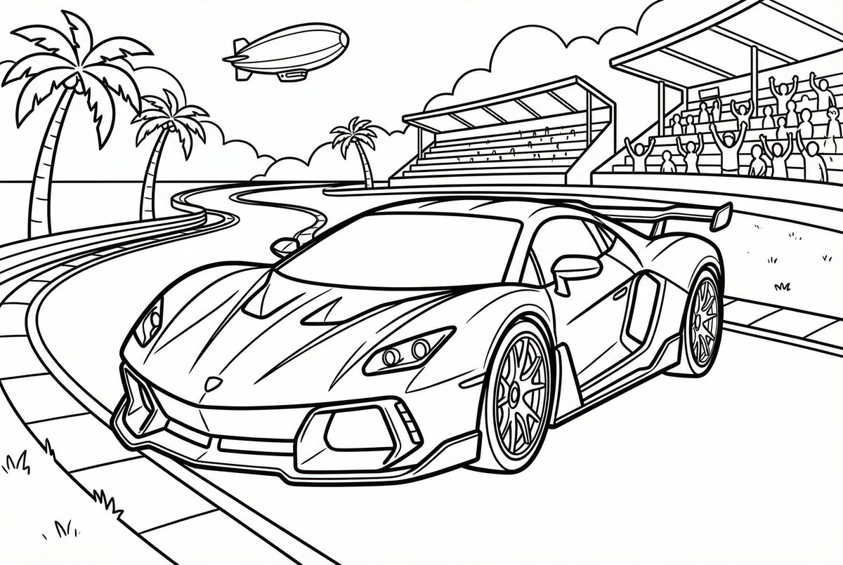 Sports Car Line Art Coloring