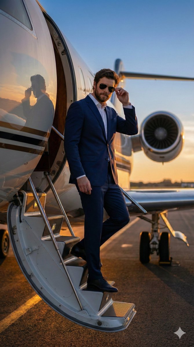 Luxury Jet Sunset Fashion Portrait