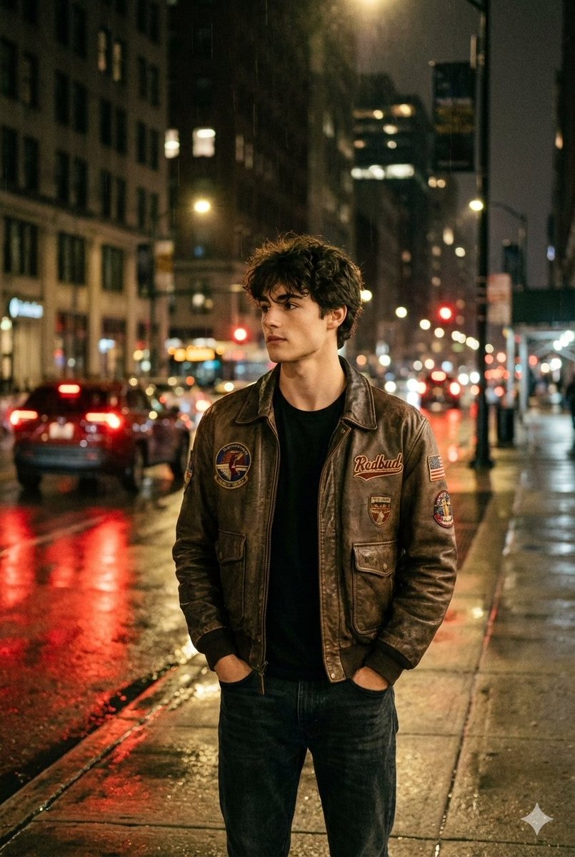Nighttime Street Portrait of Young Man