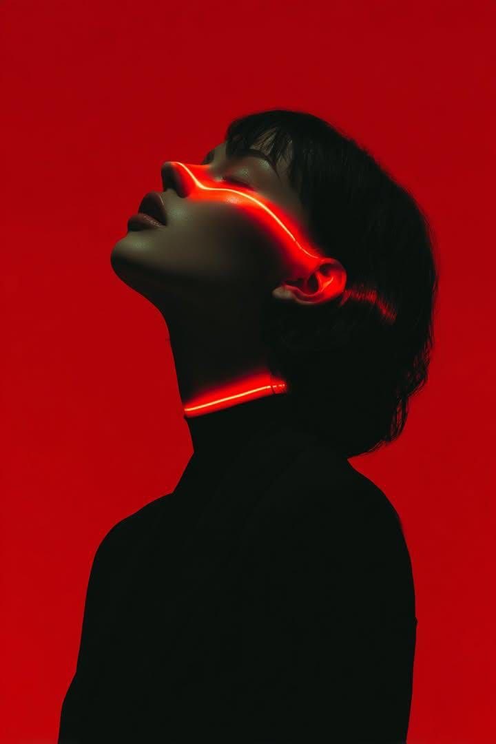 Cyberpunk Neon Red Portrait