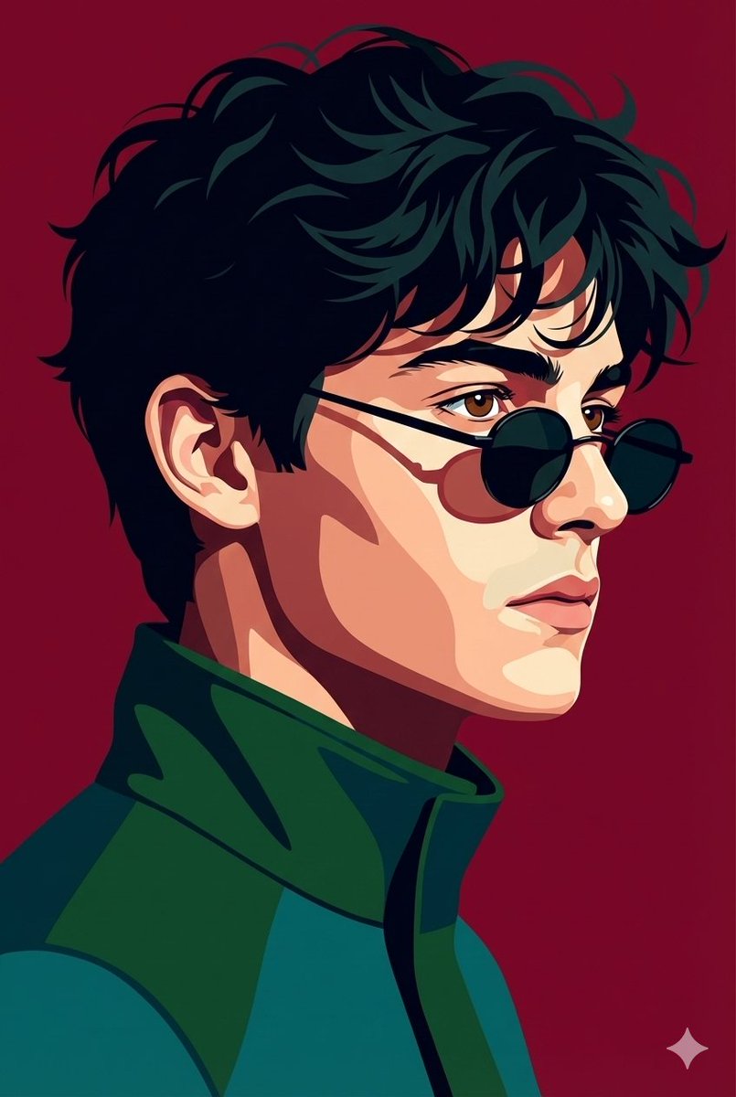 Vector Style Serious Profile Portrait