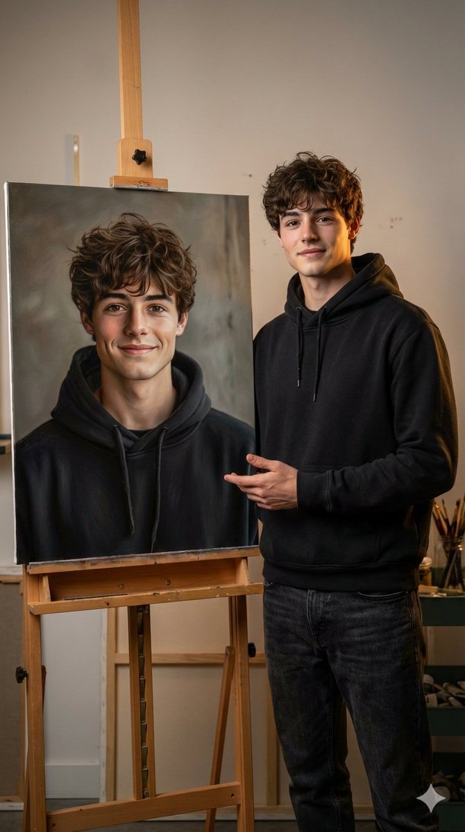 Hyper-Realistic Easel Portrait