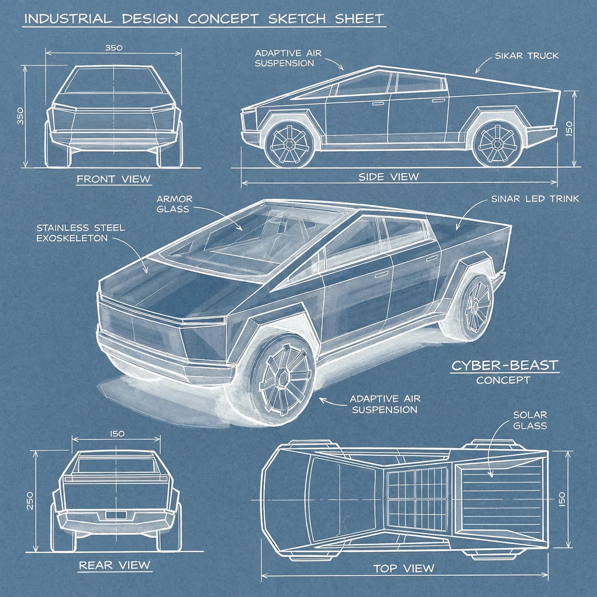 Cybertruck - Concept Design Sketch