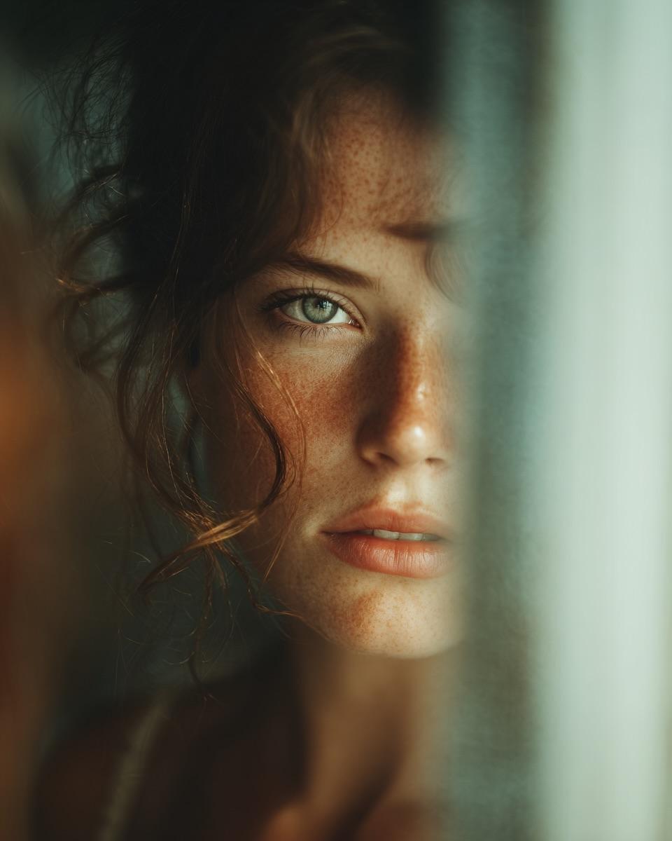 Woman's Deep Emotional Mirror Reflection