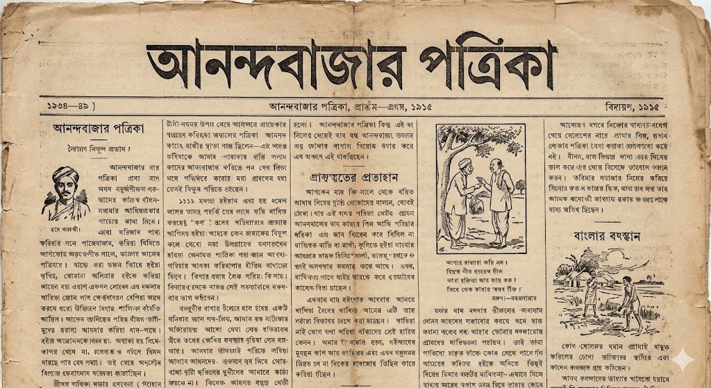 Meticulously Reconstructed Vintage Bengali Newspaper