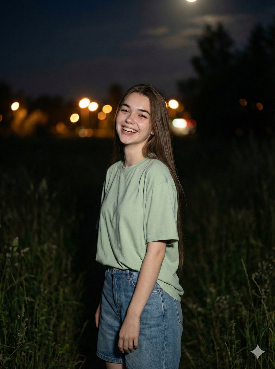 Cinematic Night Portrait in Grass