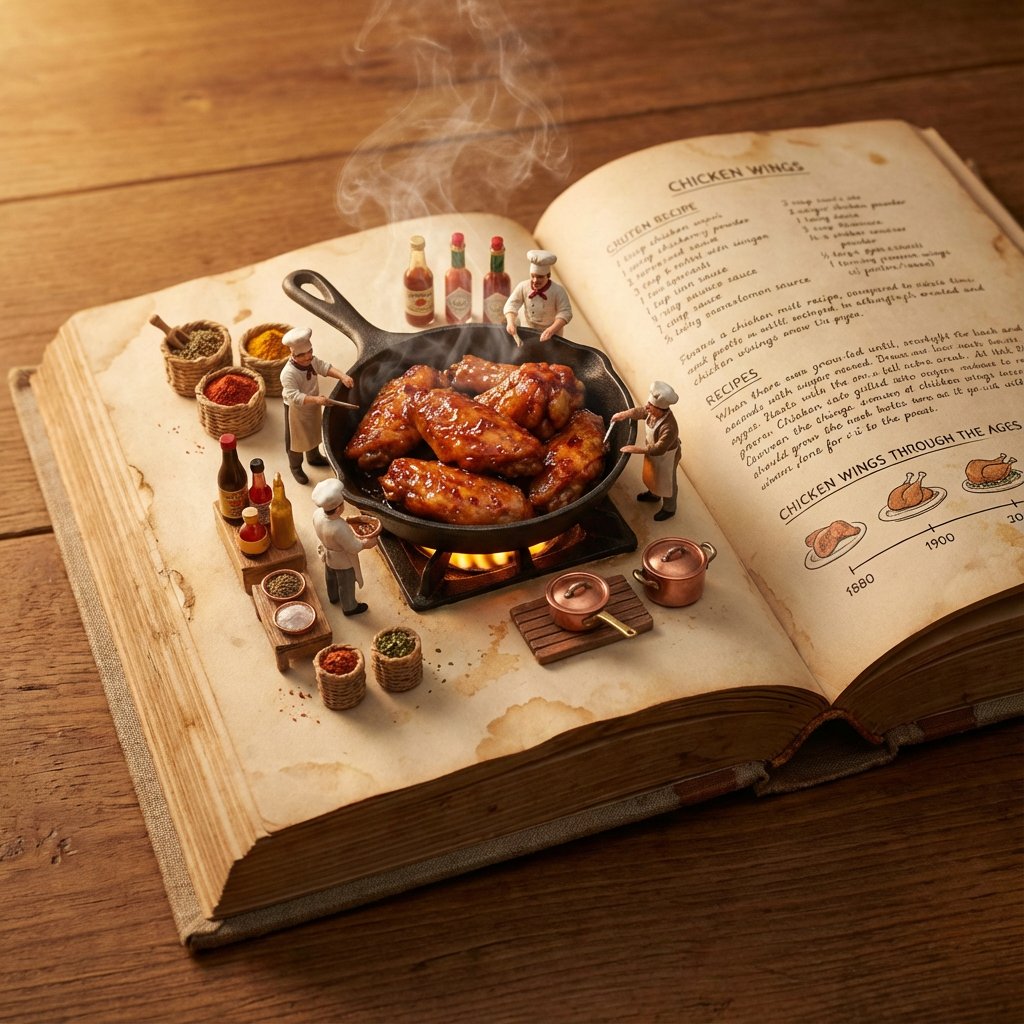 Vintage Food 3D Cookbook Scene