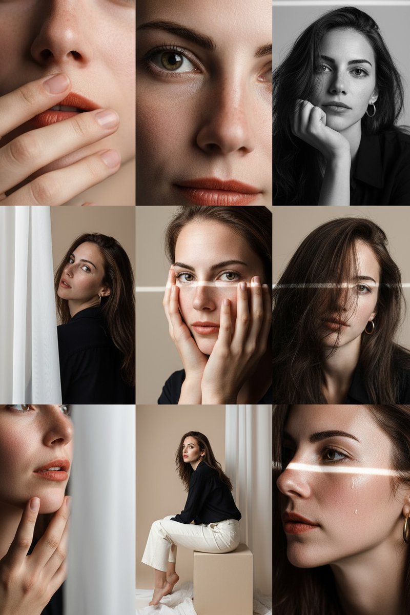 Cinematic 3x3 Portrait Grid