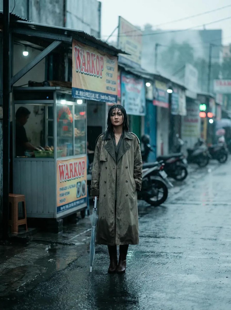 Rainy Street Fashion Editorial Beauty