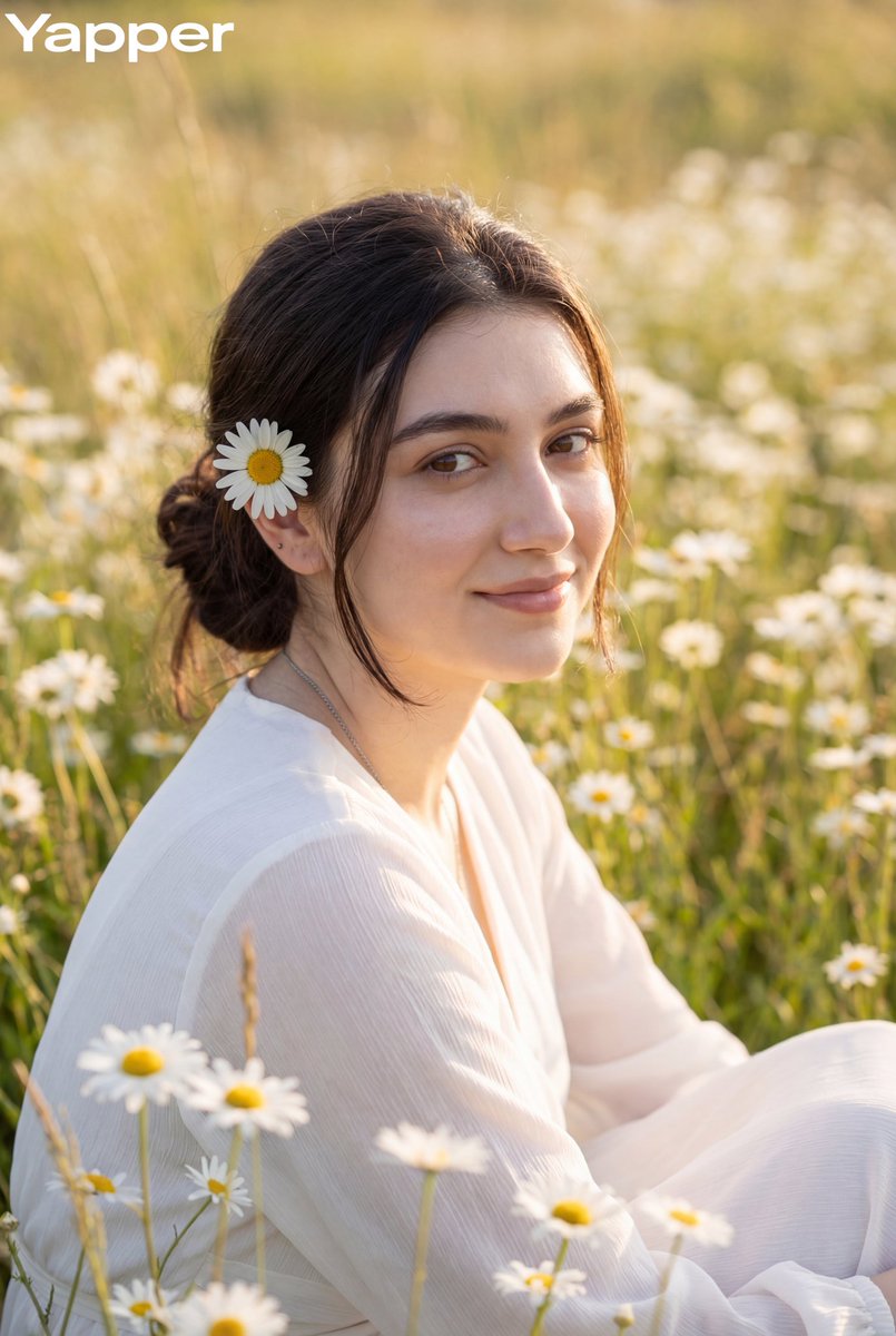 Golden Hour Daisy Meadow Portrait