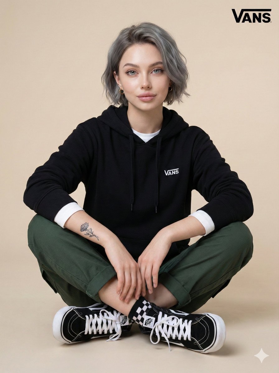 Vans Girl Cross-Legged Studio Shot