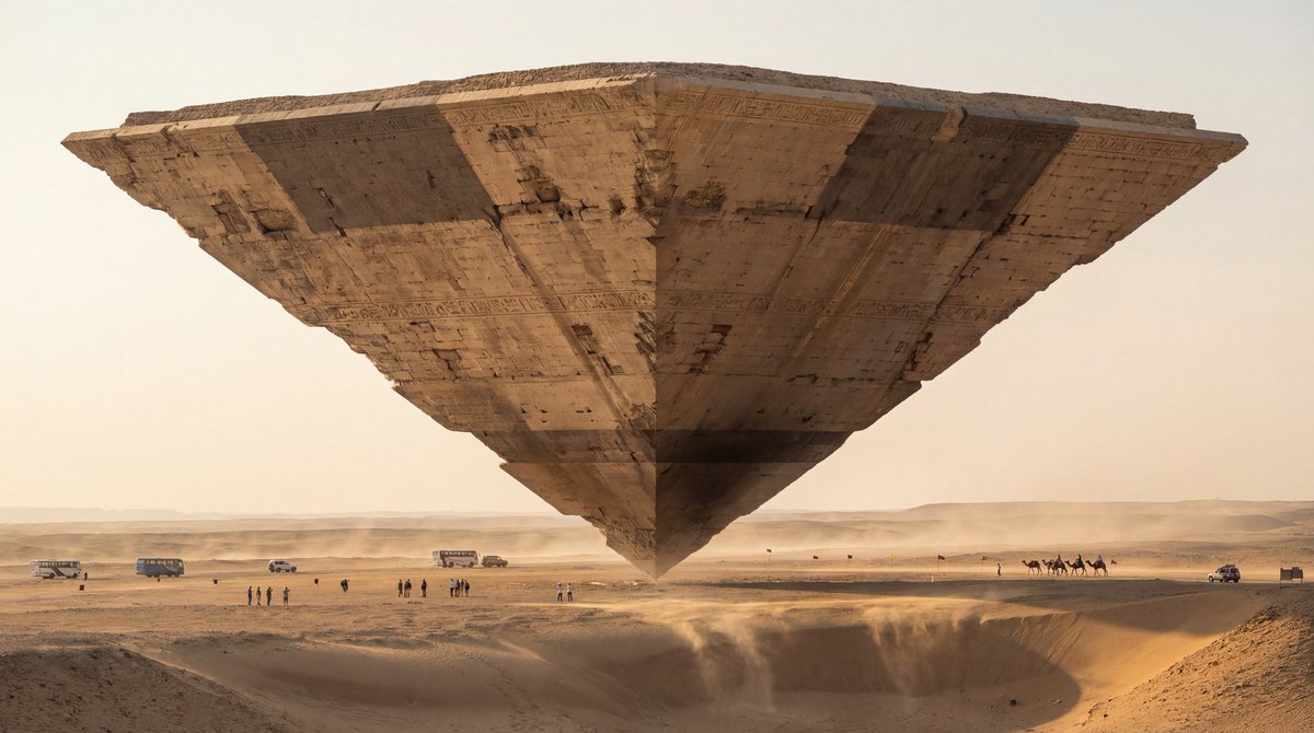Inverted Pyramid in Egyptian Desert