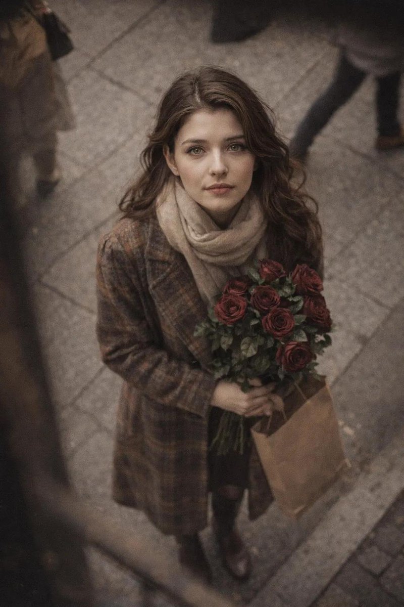 Vintage Rose Girl Street Portrait