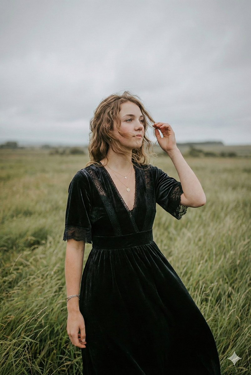Elegant Girl in Tall Green Grass