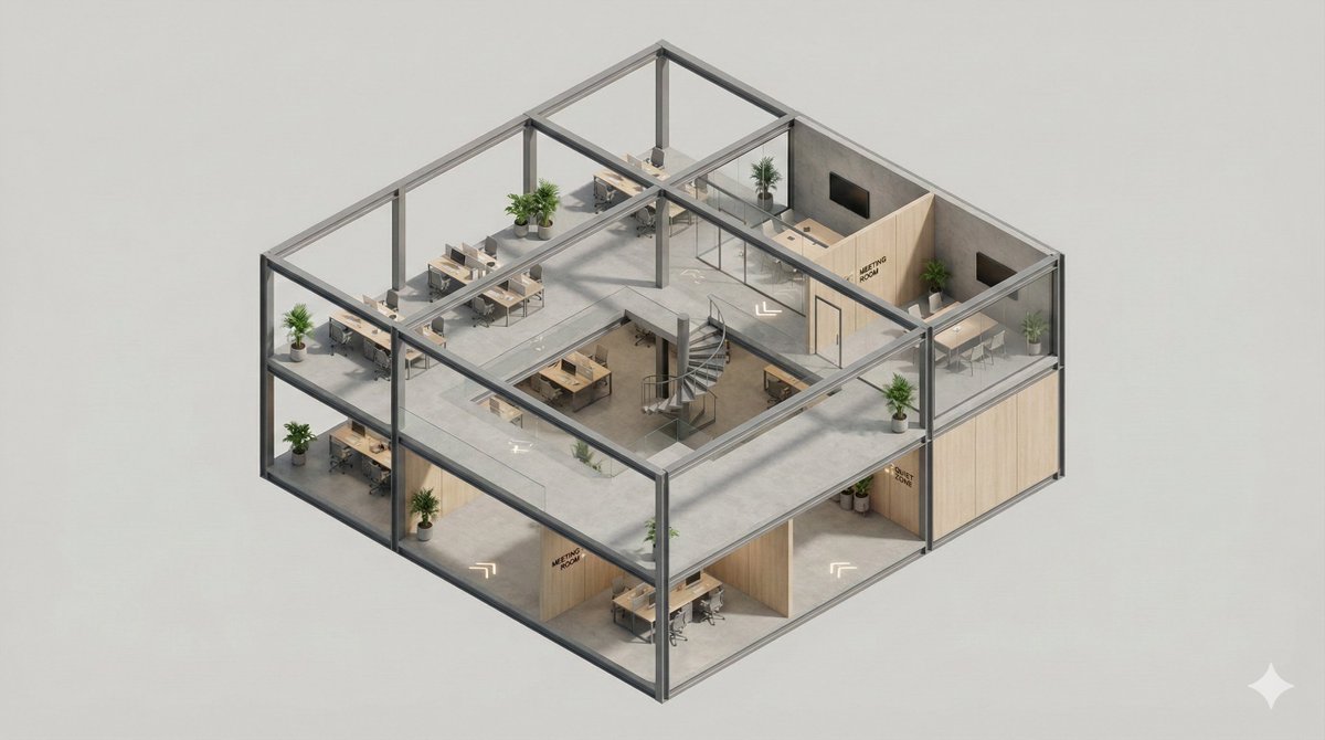 Minimalist Isometric Architecture Diorama