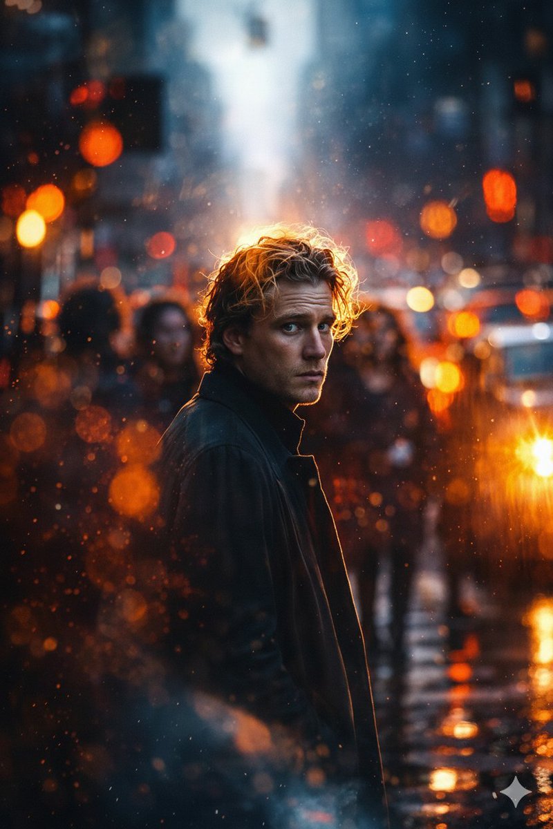 Blonde Portrait in Rainy Night