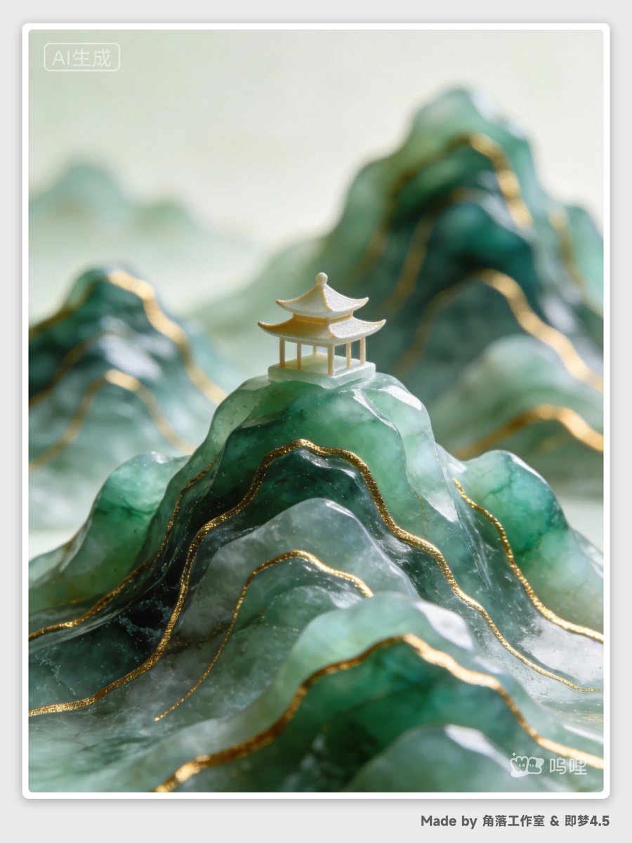 Abstract Chinese Jade Landscape Art