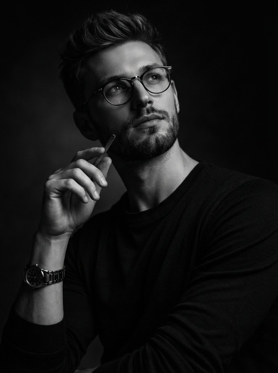 Dramatic Black And White Portrait