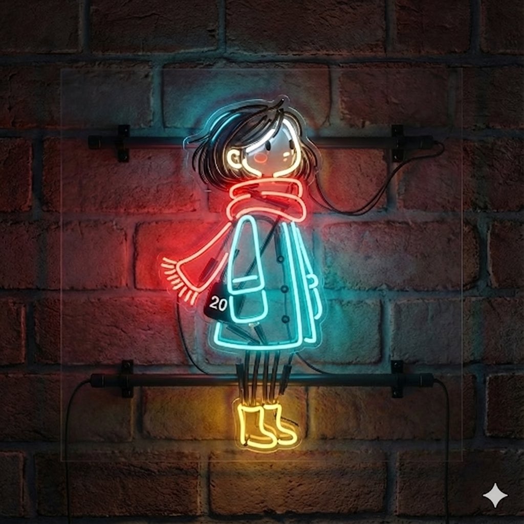 Neon Light Character Transformation Night Scene