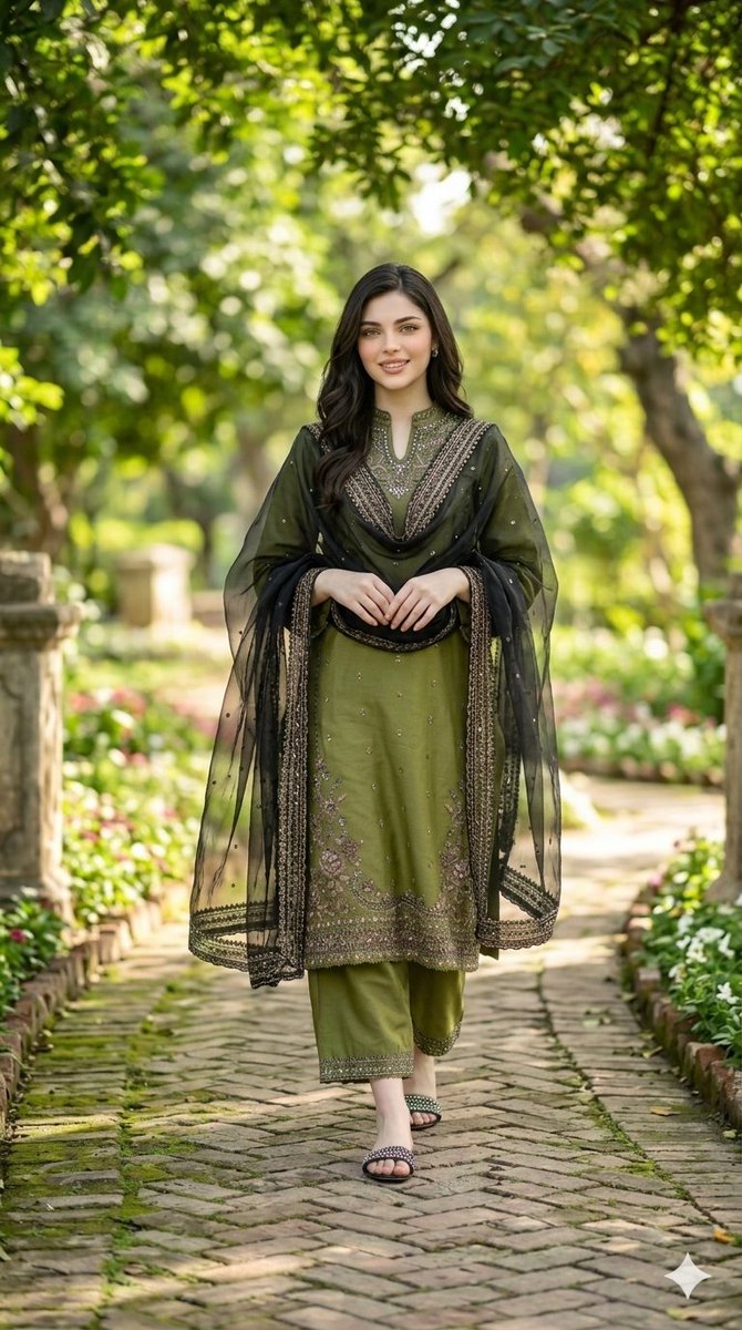 Elegant Garden Stroll Portrait