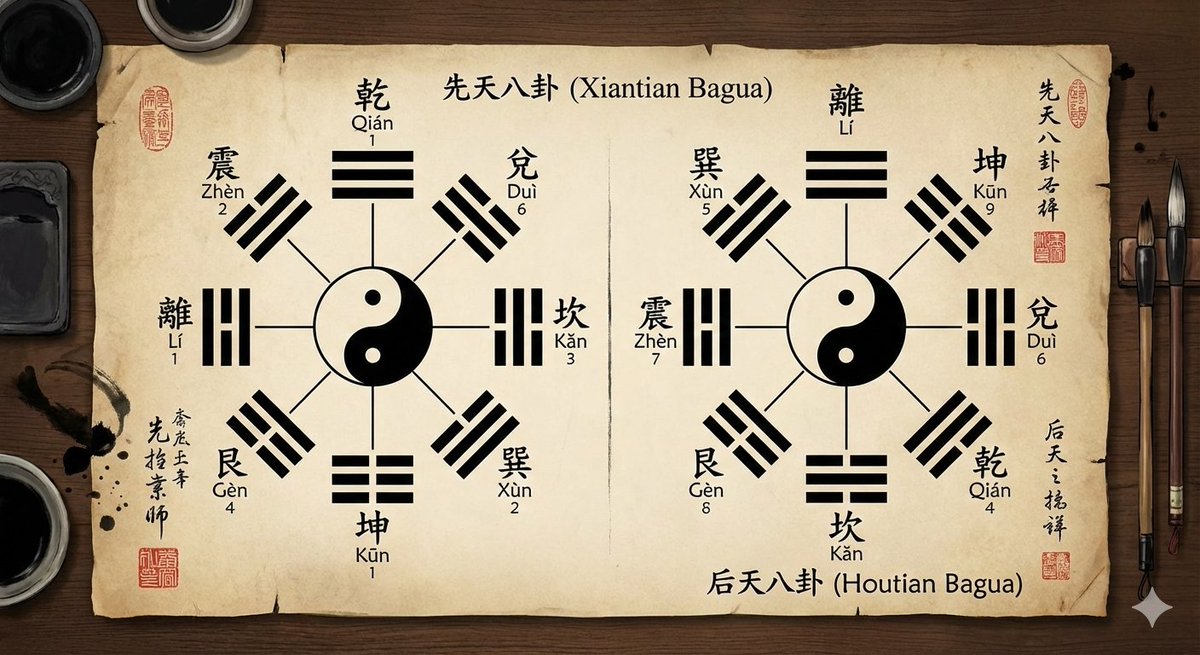 Ancient Bagua Hexagrams Illustration