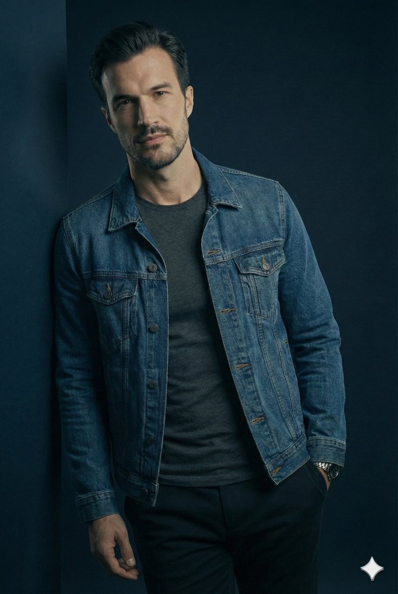 Moody Denim Jacket Studio Portrait
